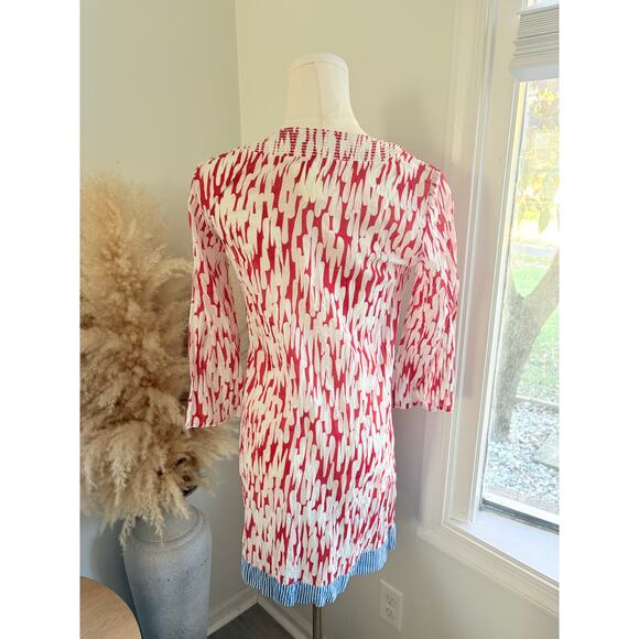 NWT Boden Toulon Tunic Top Womens Size 2 Red White Print Cotton Blouse - Picture 5 of 8